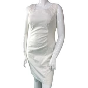 Apriori Womens Size 12 US Fitted White Dress Stretch Mesh Panels Summer Sheath
